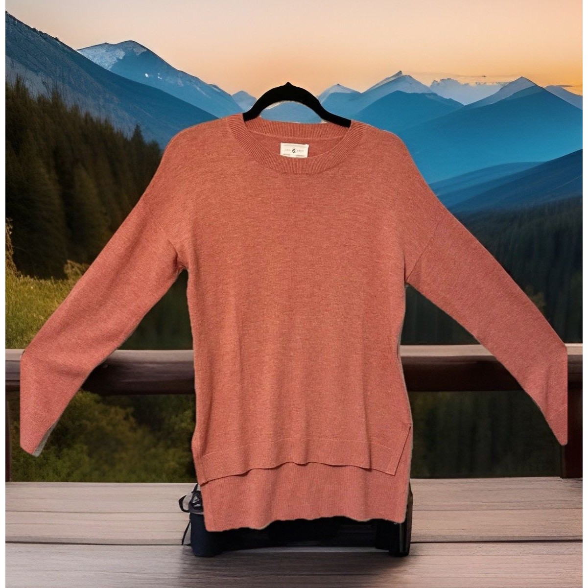 Lou & Grey Long Sleeve High Low Tunic Sweater Salmon Size S